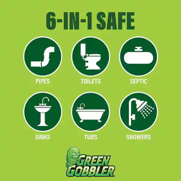 GREEN GOBBLER 1 Gal Drain Cleaner Grease Clog Remover Main Line Opener Toilet