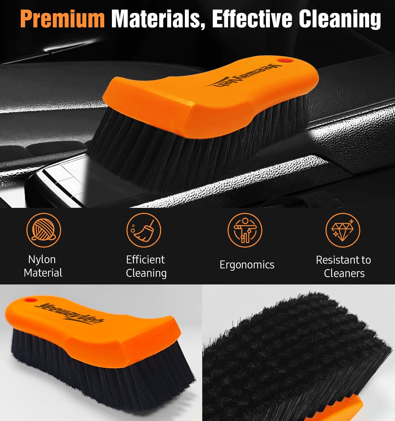 2PCS Leather Cleaning Brush, Horse Hair Brush for Car Leather Seat, Fabric, Shoe