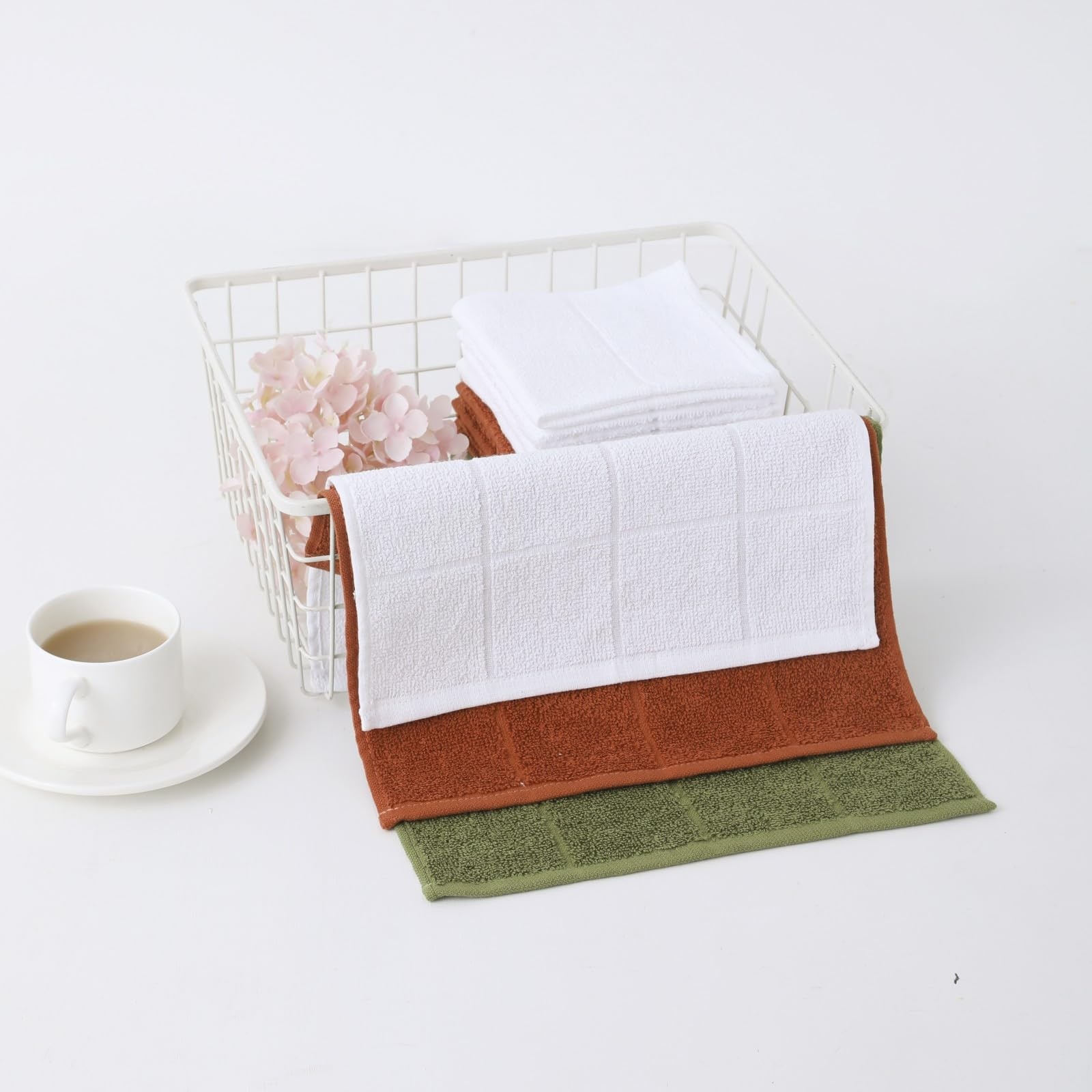 Glynniss Dishcloths Kitchen Highly Absorbent Dish Rags 11×11 inches, White