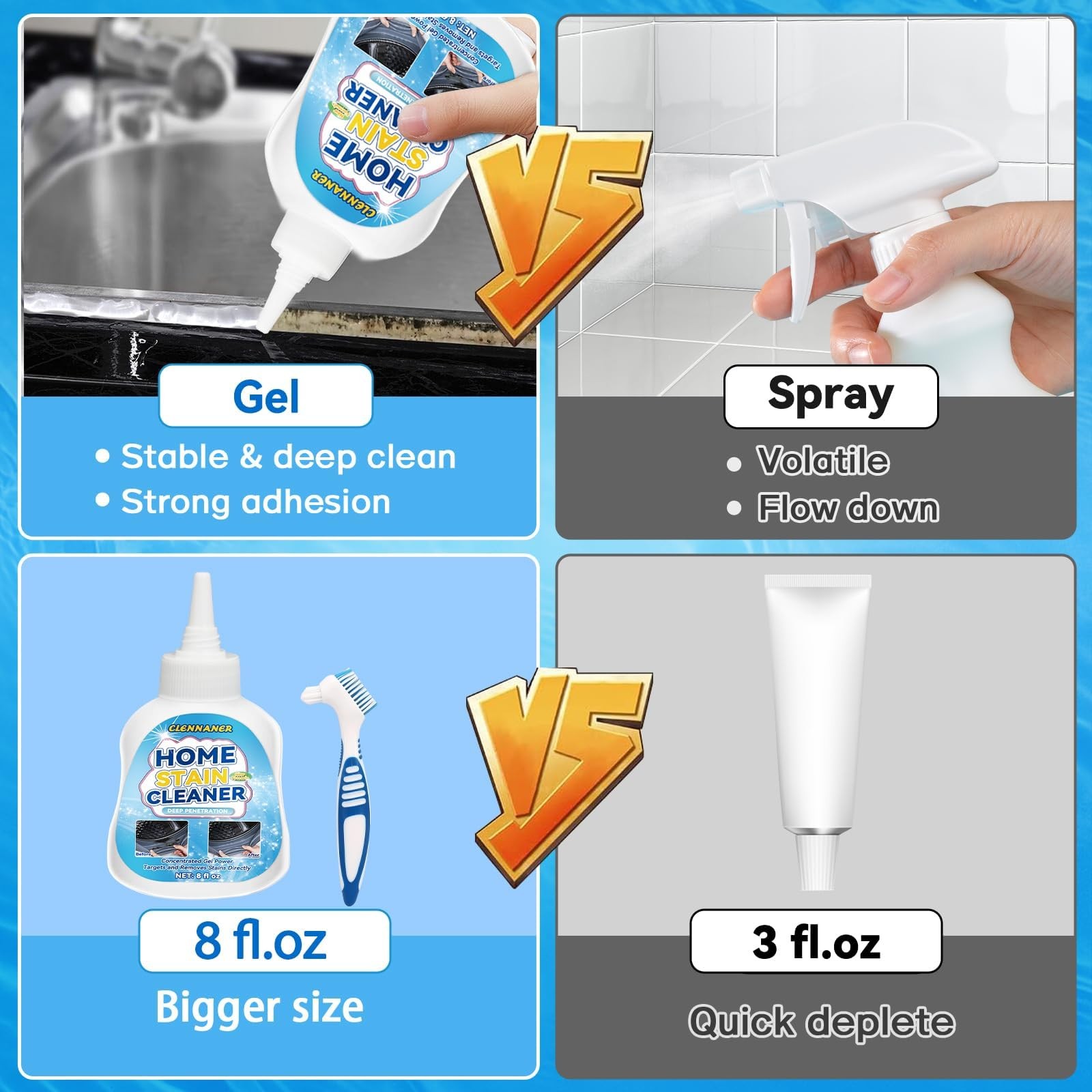 Mold Stain Cleaner Gel, 8 Fl oz Powerful Mold and Mildew Stain Remover with B…