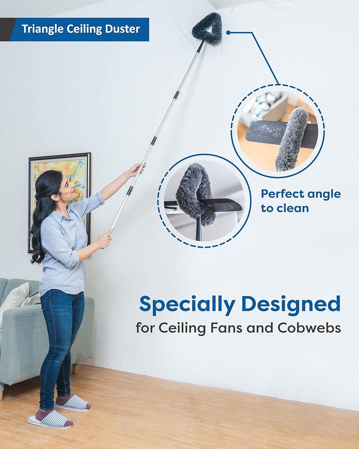4-in-1 Duster Kit, 5.6ft Extension Pole, Washable Microfiber, Static Cleaning