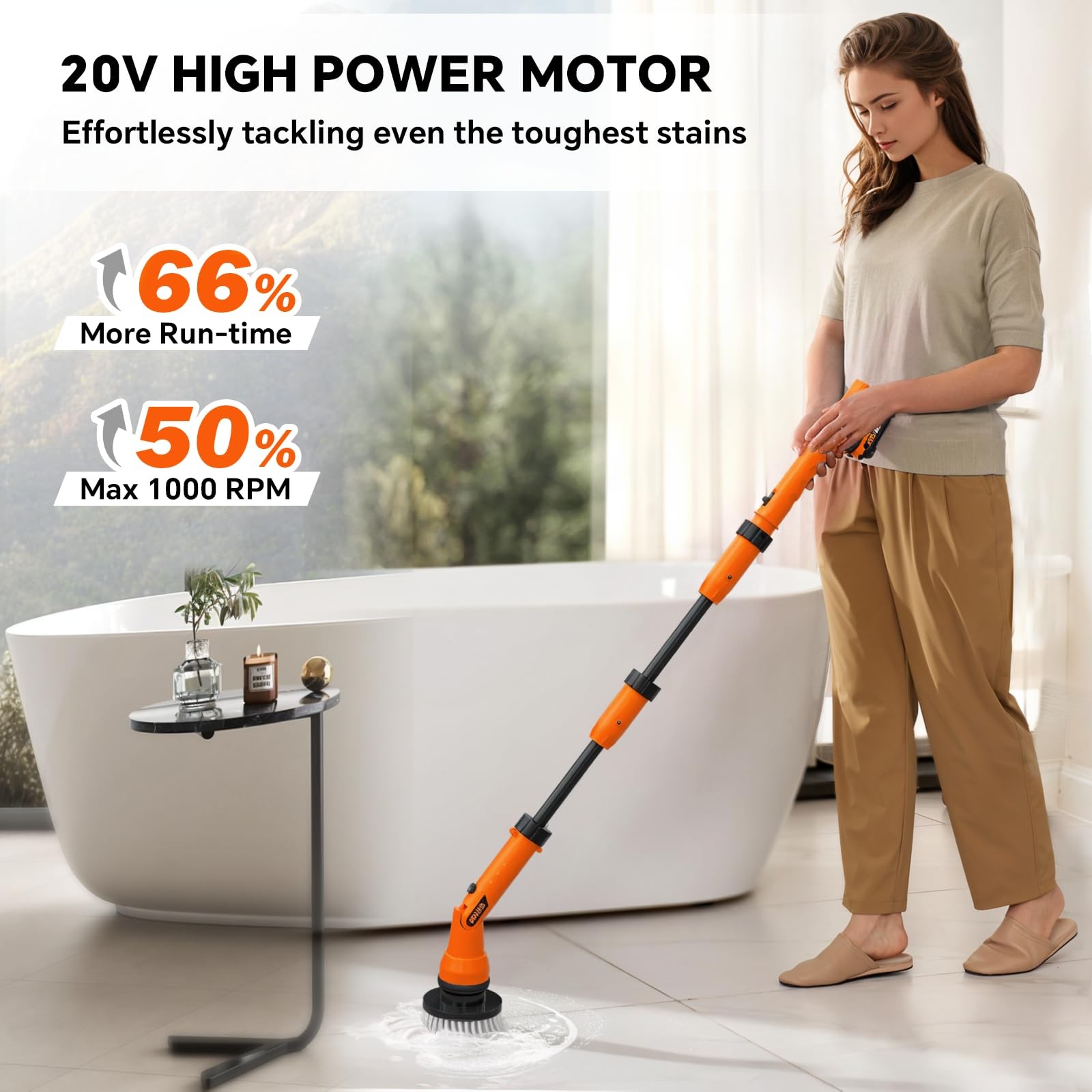 2 Battery Electric Spin Scrubber, 1000RPM Cordless Cleaning Brush Waterproof …