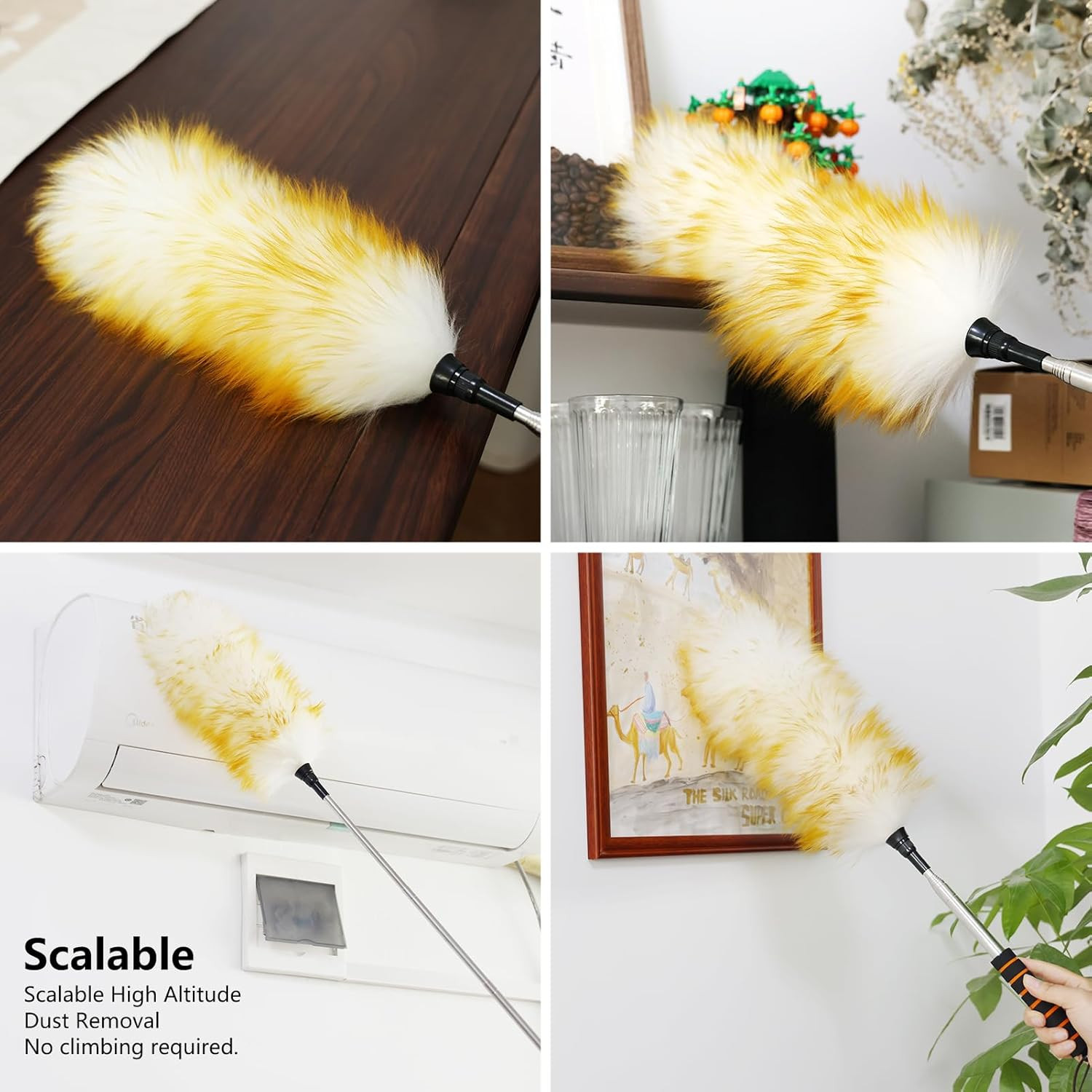 Lambswool Extendable Cleaning Duster 26-64 Inch, Anti-Static Wall Duster Cleaner