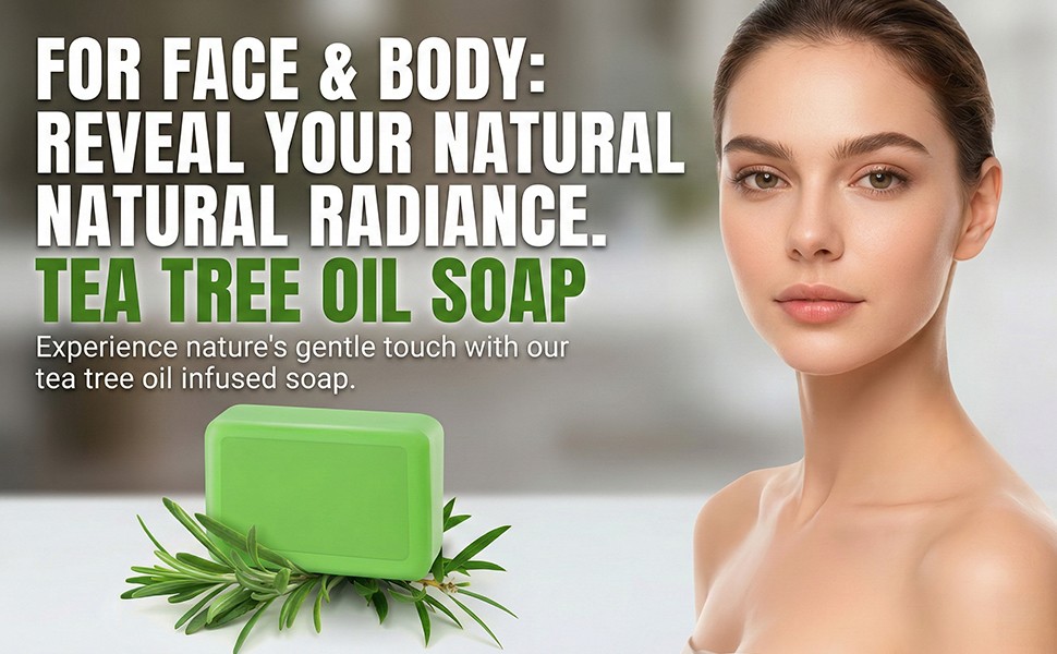 Tea Tree Oil Soap Bar for Face & Body, Natural Tea Tree Soap for