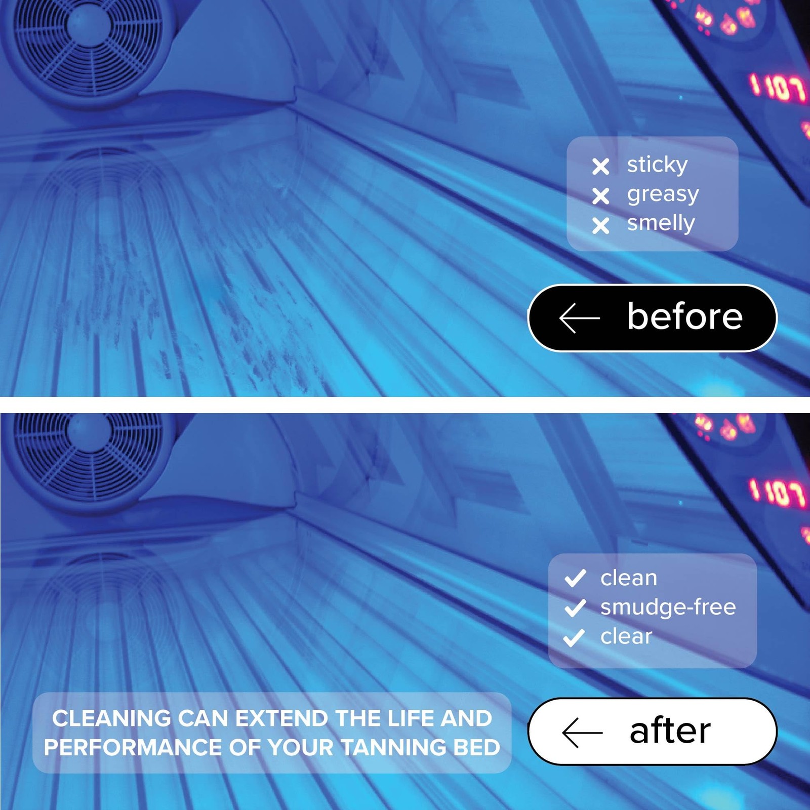 Tanning Bed Cleaner Acrylic Cleaner for Indoor Tanning Beds – Up to 2000 sq f…