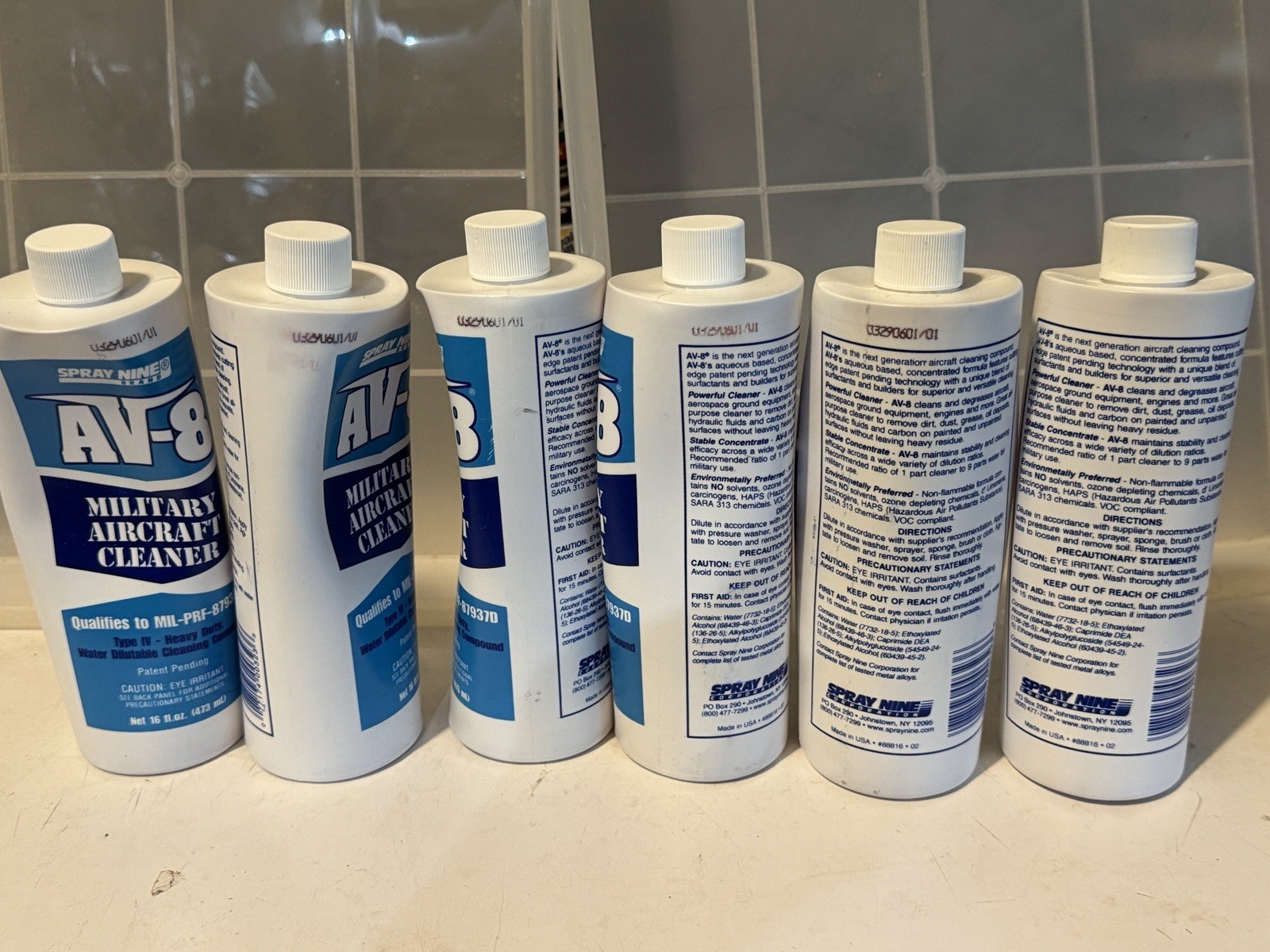 Six Bottles Of AV-8 Aircraft Cleaner, 16 Oz. Type IV Impossible To Find