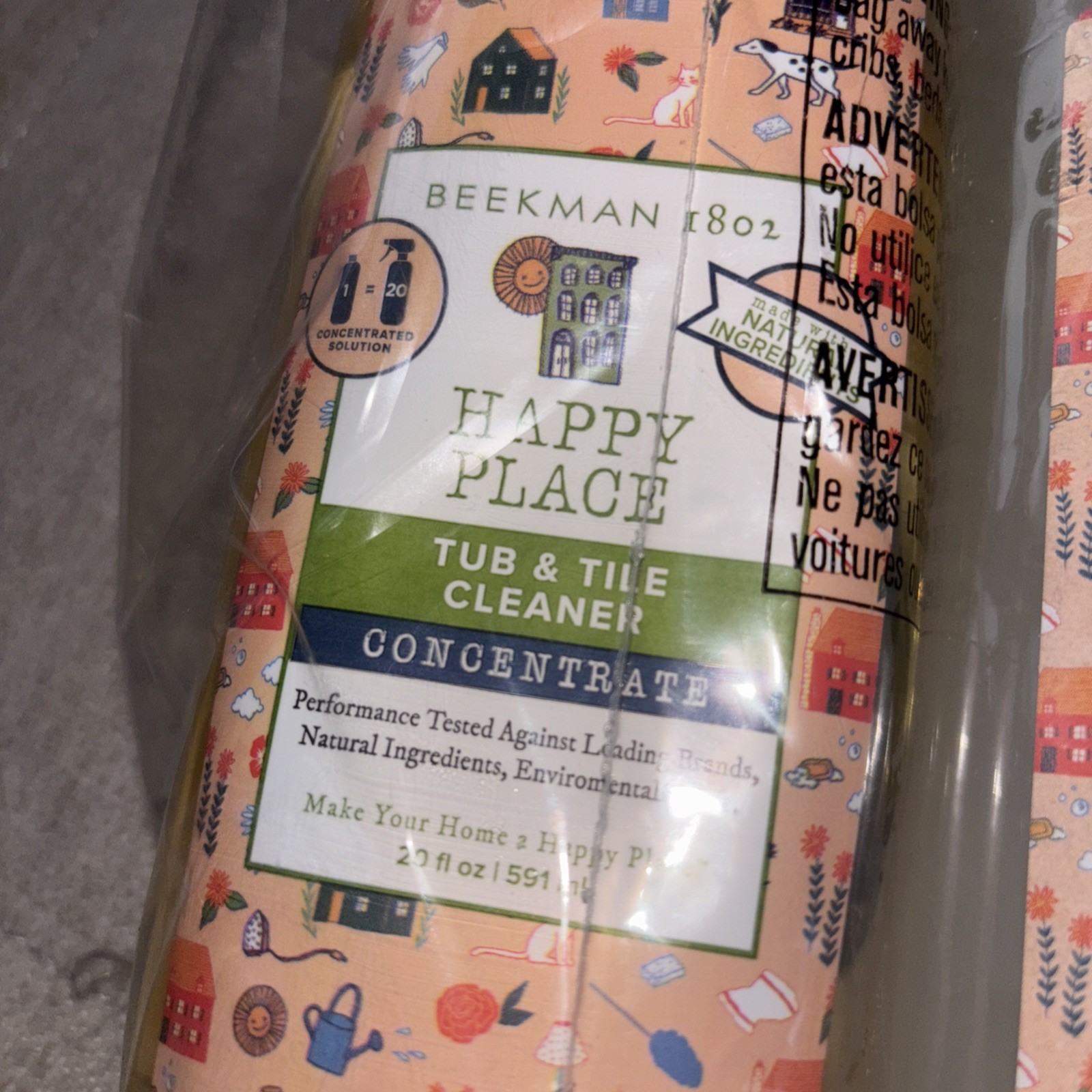 BEEKMAN 1802 HAPPY PLACE 2 TUB & TILE CLEANER – 20 FL & 1 Concentrate Lot Of 3