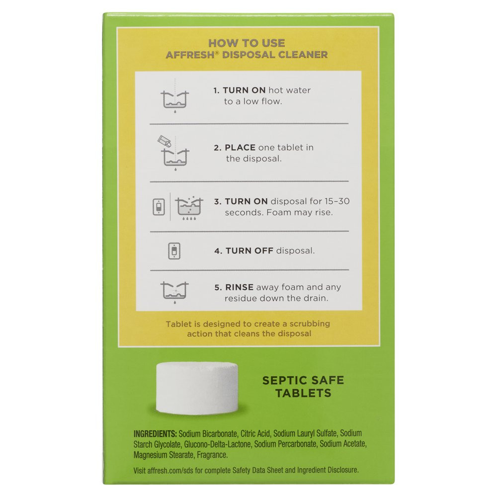 Affresh Garbage Disposal Cleaner, Removes Odor-Causing Residues, 3 Tablets