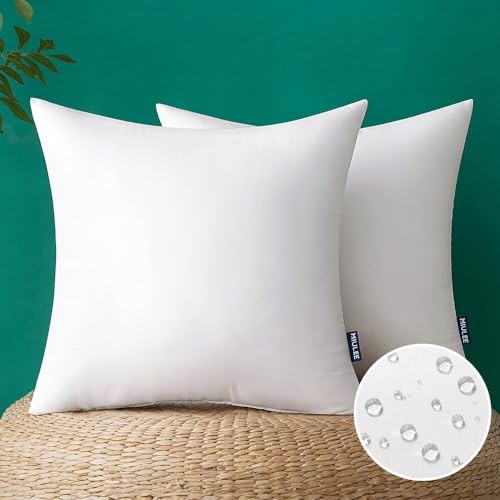 MIULEE 2 Pack 18×18 Inch Outdoor Pillow Inserts Waterproof Decorative Throw Form