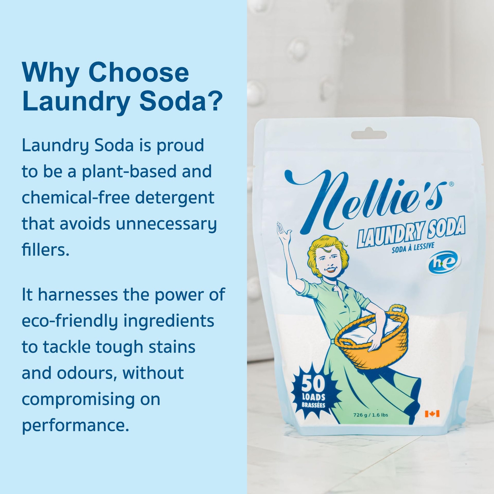 Nellie’s All-Natural Laundry Detergent 50 Load 1.7 lb (Pack Of 12)