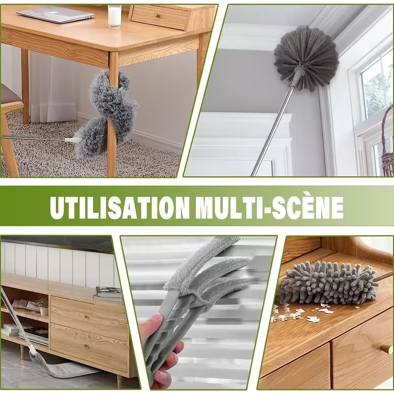 7Pcs Microfiber Ceiling Fan Duster-Cobweb Cleaner Brush Kit Telescopic Extension