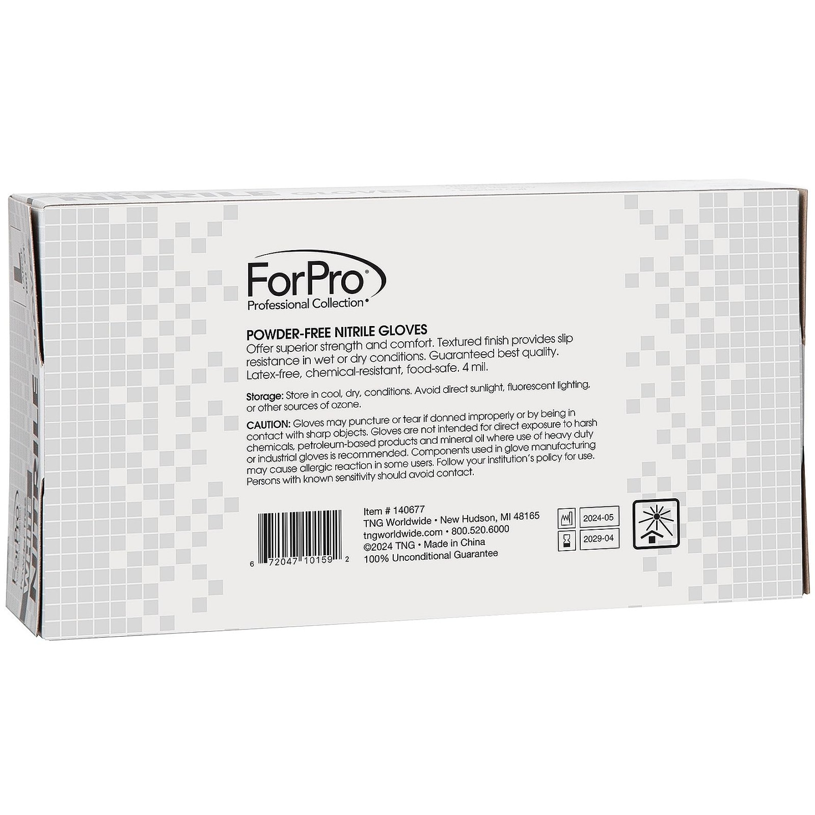 ForPro Disposable Nitrile Gloves, Chemical Large (Pack of 100), White