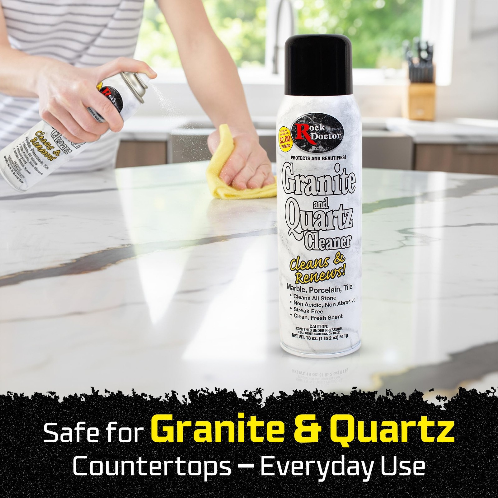 Granite & Quartz Cleaner Spray 18 oz. Can, Cleans Tile, Marble, Kitchen Count…