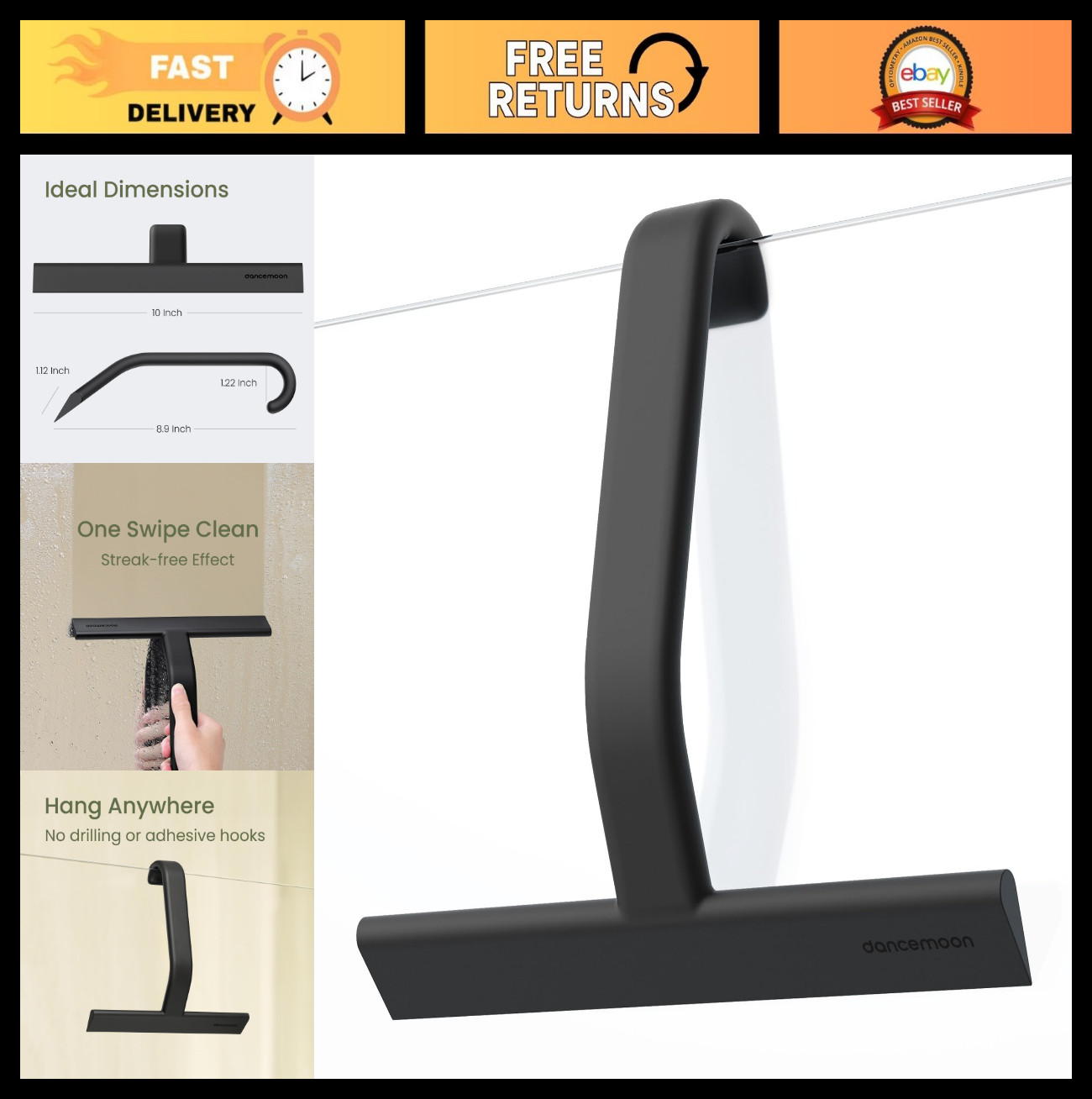 Premium Silicone Shower Squeegee – Streak-Free Cleaner Tool for Glass, Tile, Mir