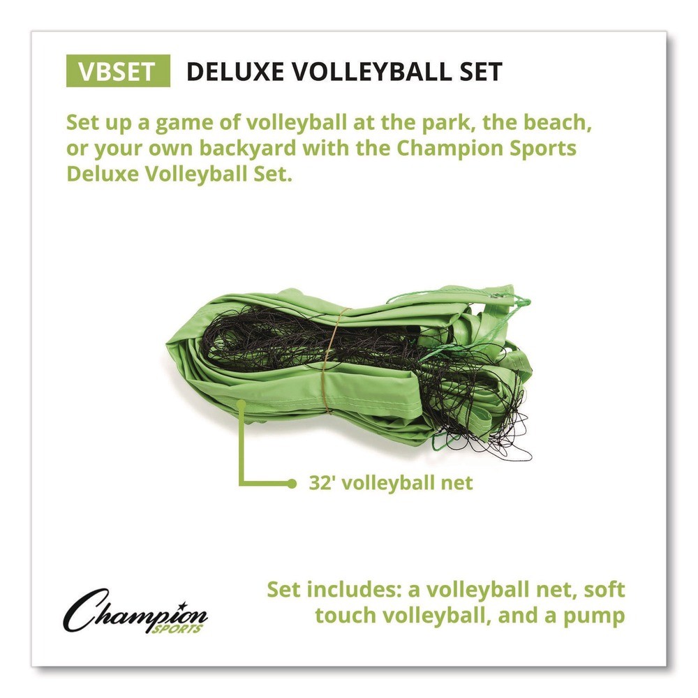 Champion Sports VBSET Deluxe Official-Size Volleyball Set (10/Set) New