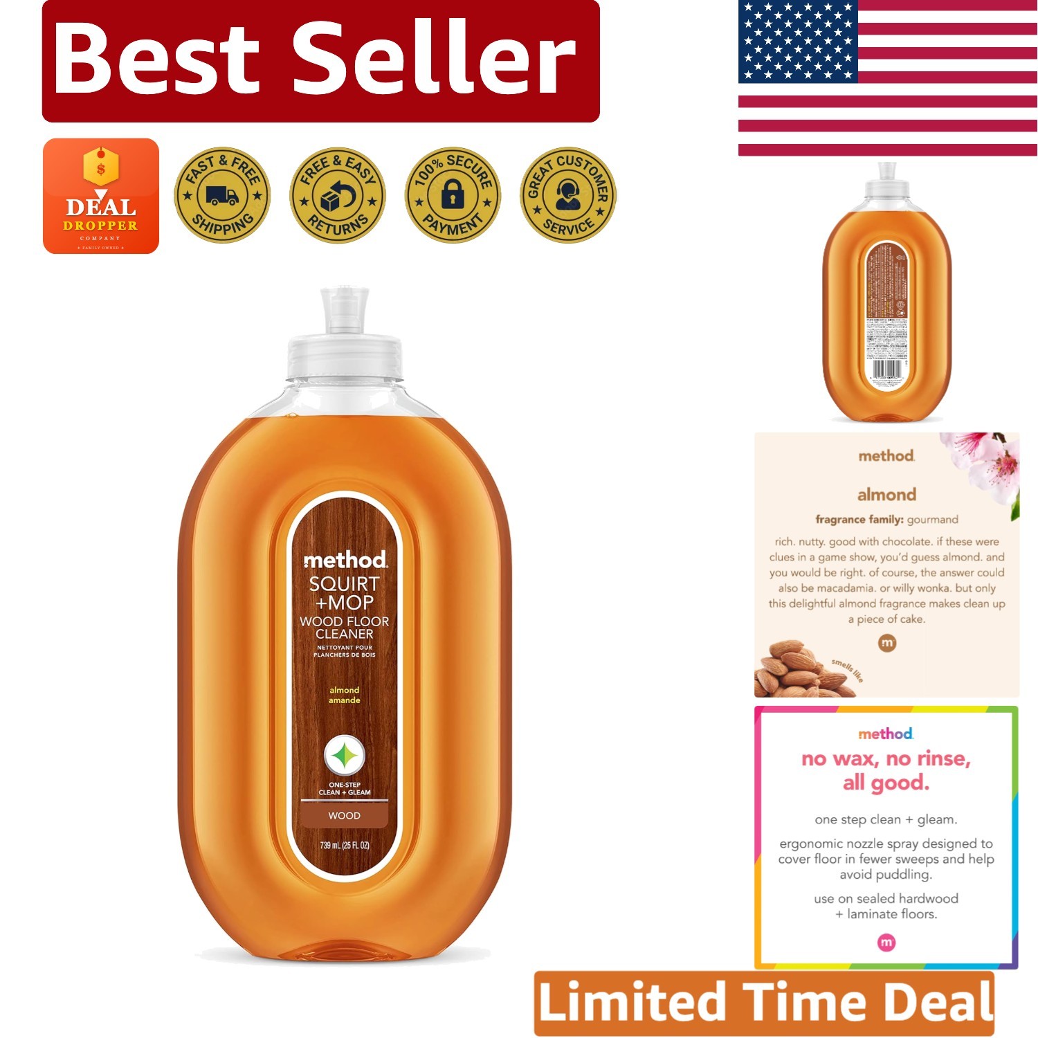 Biodegradable 25 Oz Method Squirt + Mop Cleaner – Perfect for Hardwood Floors
