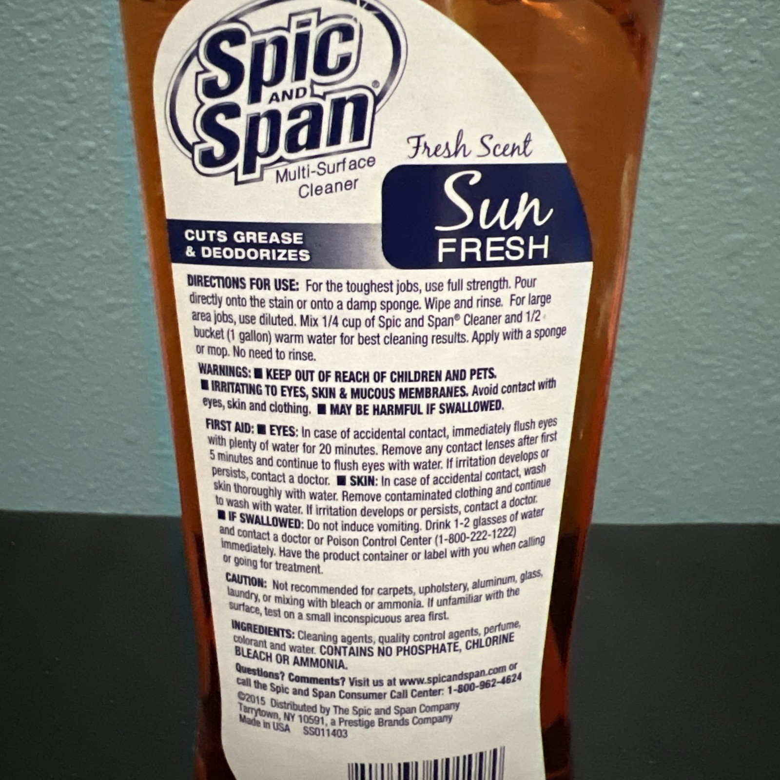 2015 Spic And Span Multi-Surface Cleaner SUN FRESH Scent 20oz Discontinued 97%