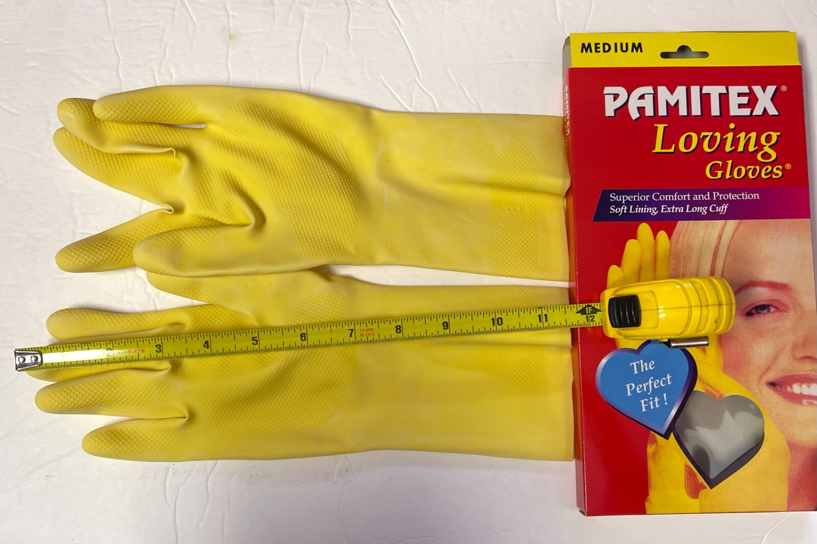 Yellow Latex Household Cleaning Dishwashing Gloves – 1 Pair (2 Gloves) – Medium