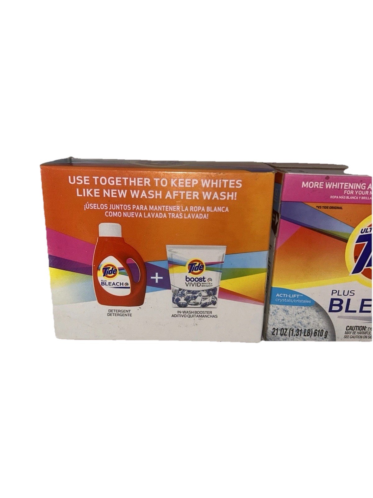 Tide Plus Bleach Acti-Lift Crystals Laundry Detergent Powder 21 oz Each Lot 2