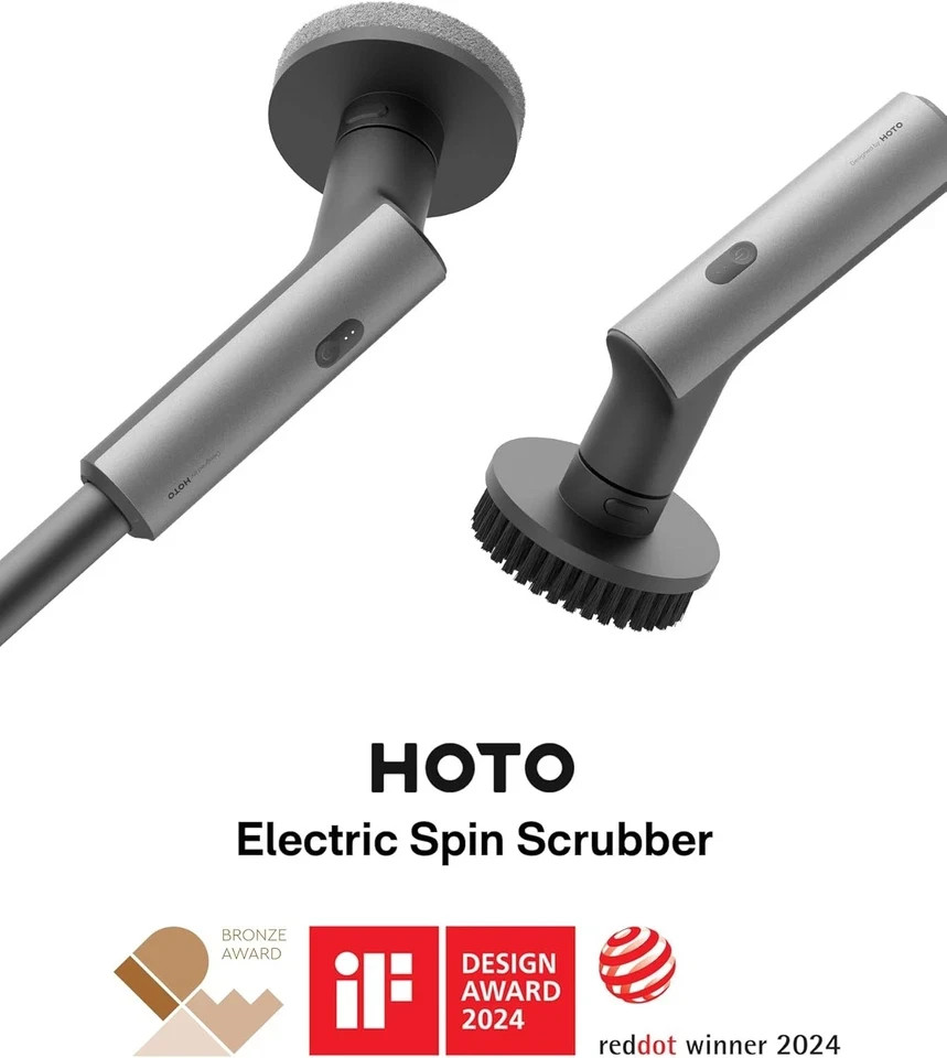 HOTO Cordless Electric Spin Scrubber, IPX7 Full Body Waterproof Bathroom Cleanin