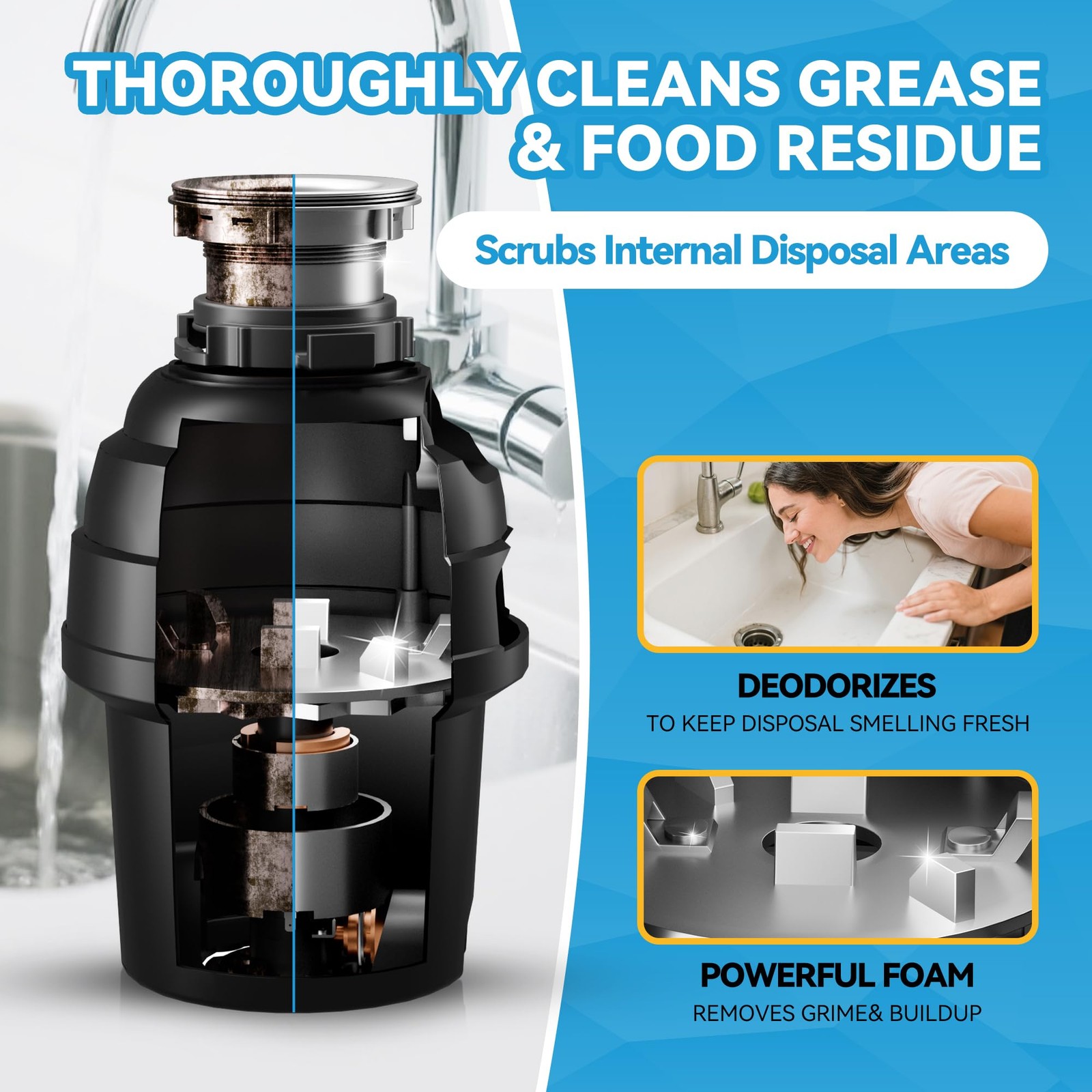 Garbage Disposal Cleaner Sink Drain Tablets 24 Packs for Kitchen Drains