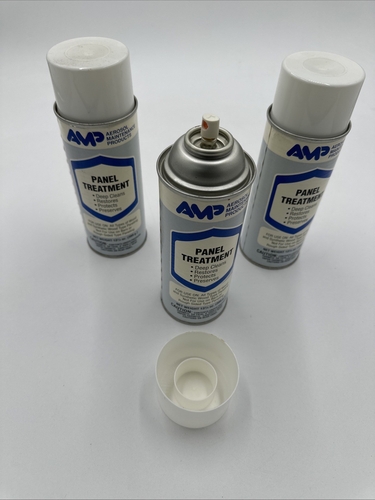 Lot of 3 AMP Panel Treatment Aerosol Spray 13.5 oz Wood Surface Cleaner Restorer