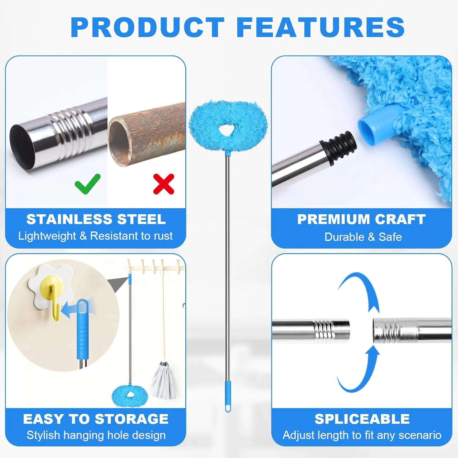 Storystore Ceiling Fan Cleaner Duster – Adjustable Duster with Extension Pole,Du
