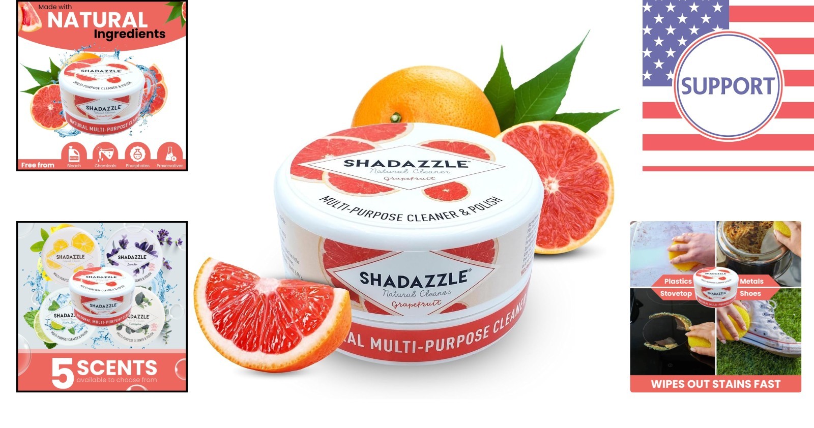 Natural All-Purpose Cleaning Paste, 10.58 Oz – Eco-Friendly Grapefruit Cleaner