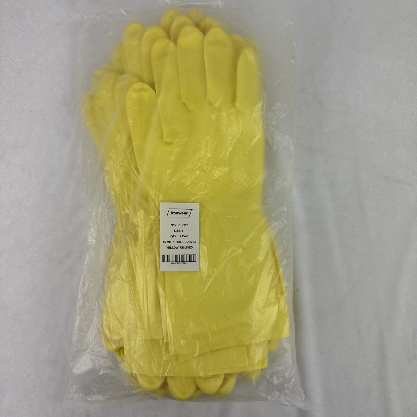 12 Pair Ironworks Yellow Kitchen Cleaning Dishwashing Nitrile Reusable Gloves 8