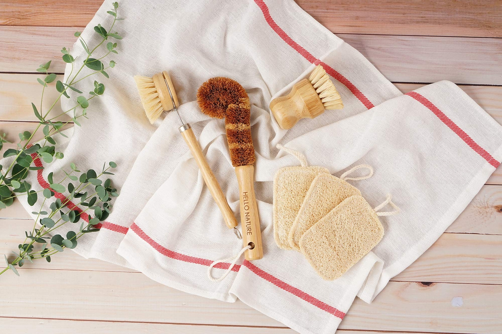 Plantbased 6pcs Kitchen Brush Set By Sustainable & Biodegradable Natural Fibre B