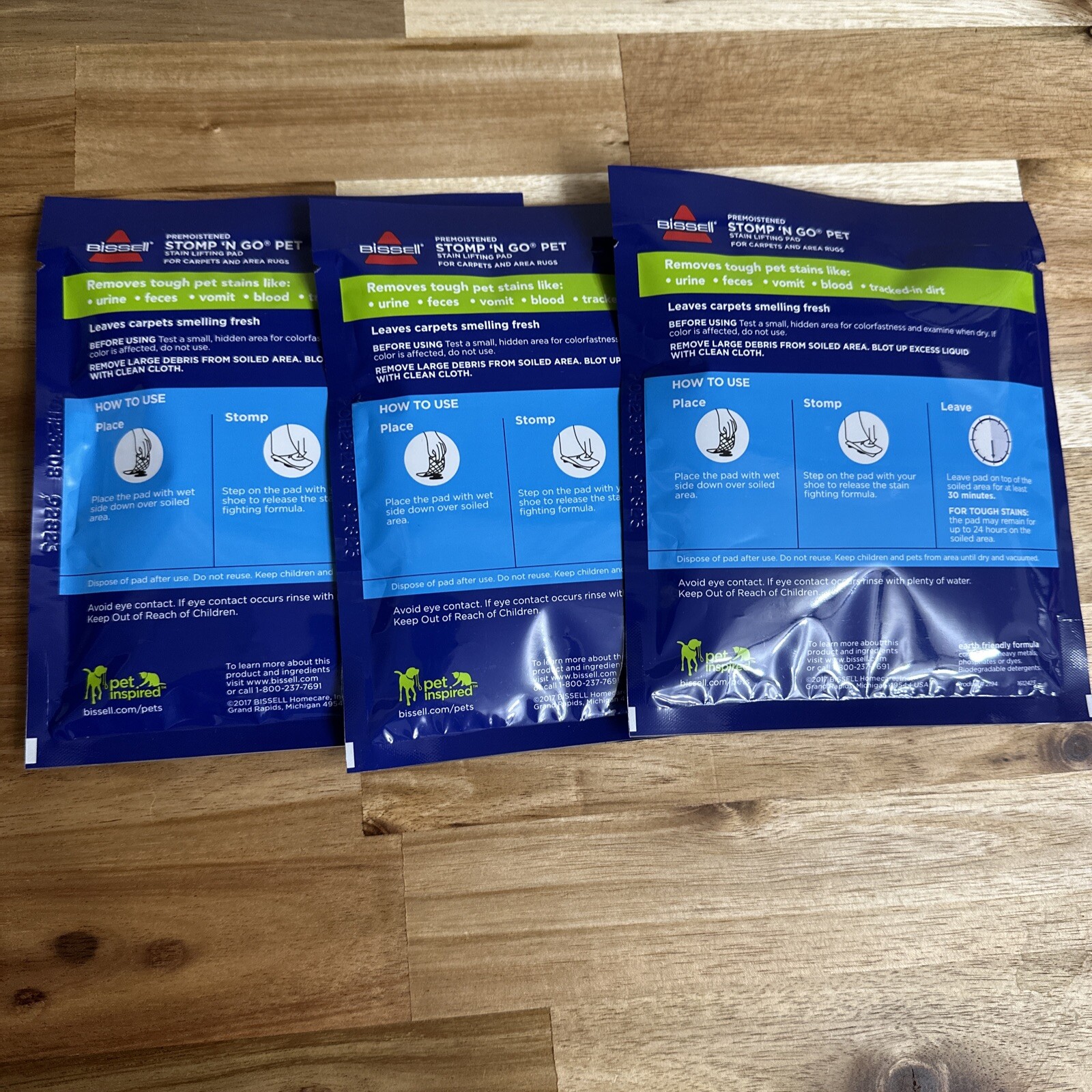 3 Packs New Bissell Stomp N Go Pet Stain Lifting Pads +Oxy For Dog or animal