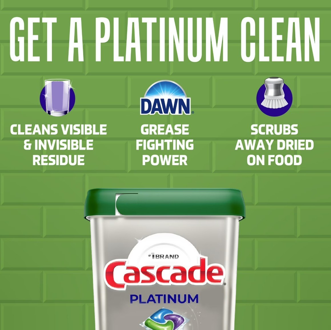 [FASH SALE]2 Pack Cascade Platinum Dishwasher Detergent Pods Lemon 59 Count Tabs