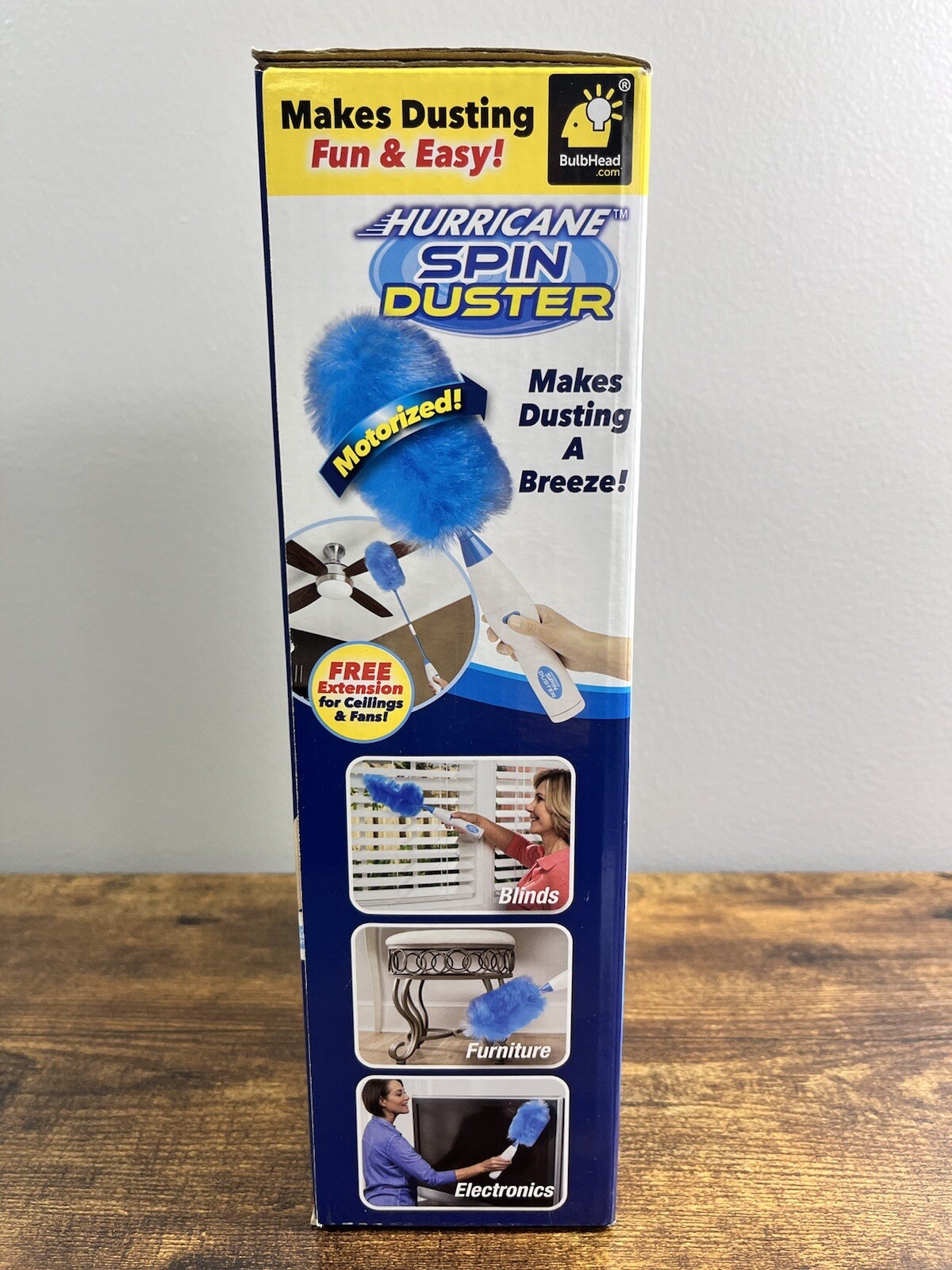 Hurricane Spin Duster Motorized Dust Wand w/ Extension Rod for Ceilings & Fans
