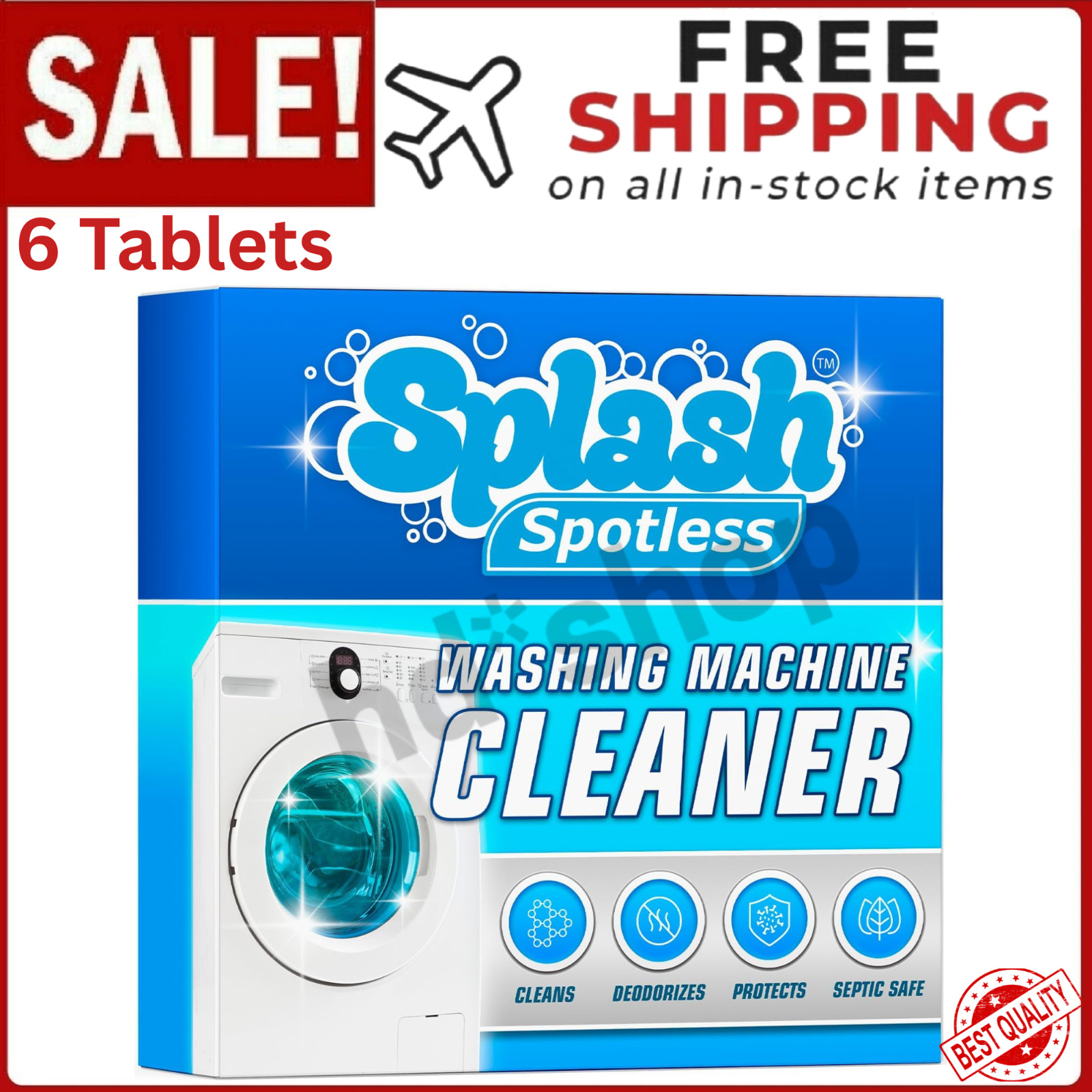 Splash Spotless Washing Machine Cleaner for HE Front Load & Top Load Washers