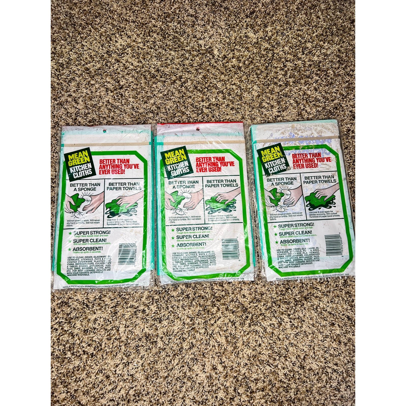Lot of 3 packs – vintage Magla Mean Green Kitchen Cloths
