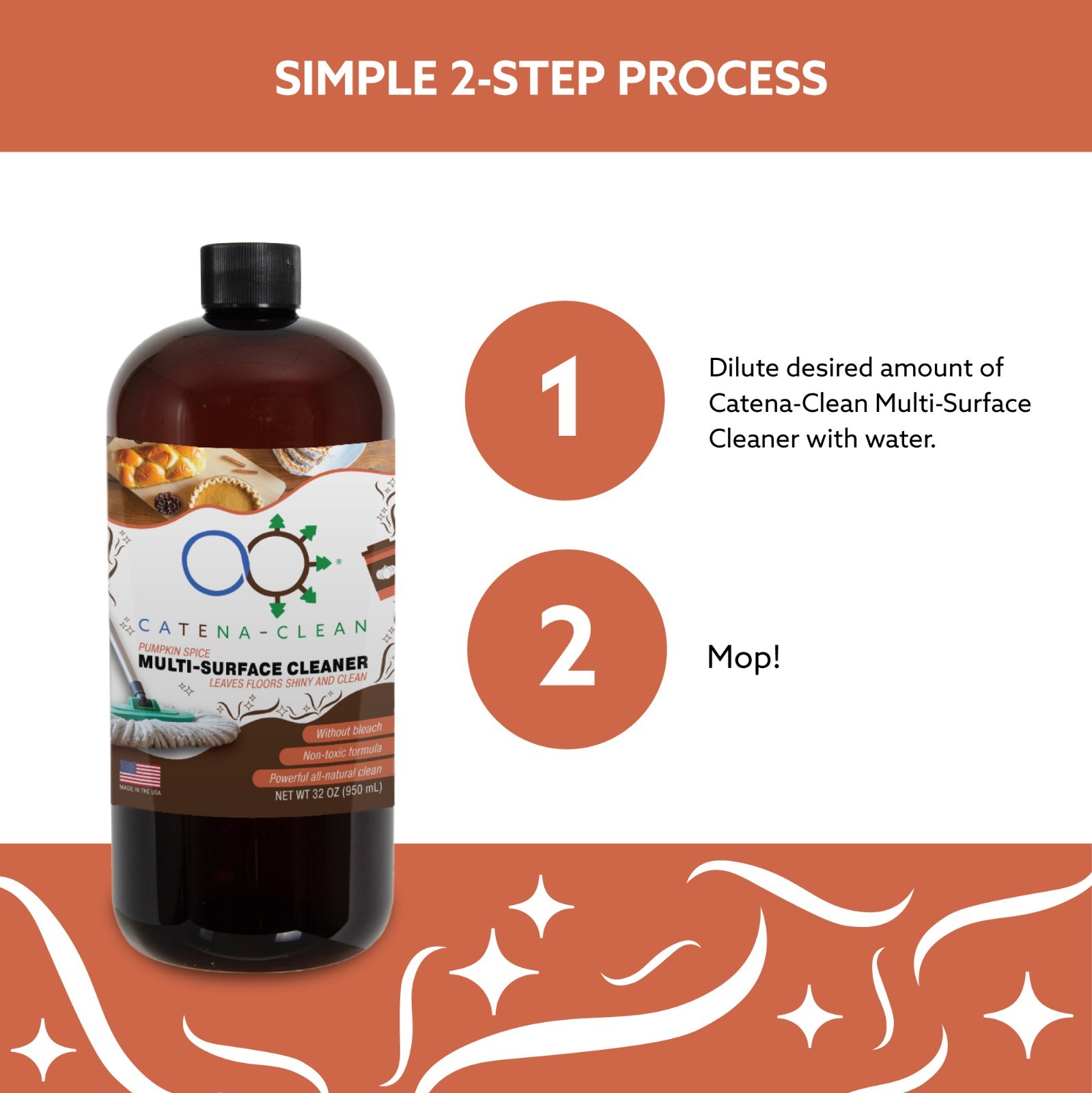 All-Natural Pumpkin Spice Scented Mop Cleaner (1 Pack) Streak-Free Floors!