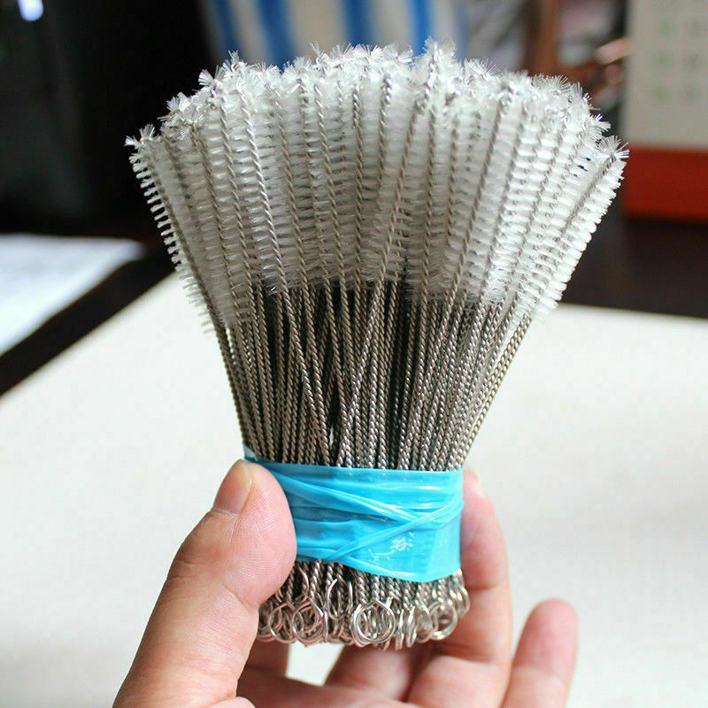 100Pcs/Set Cleaning Brush for Bottle Pipe Stainless Steel Nylon Straw Cleaners