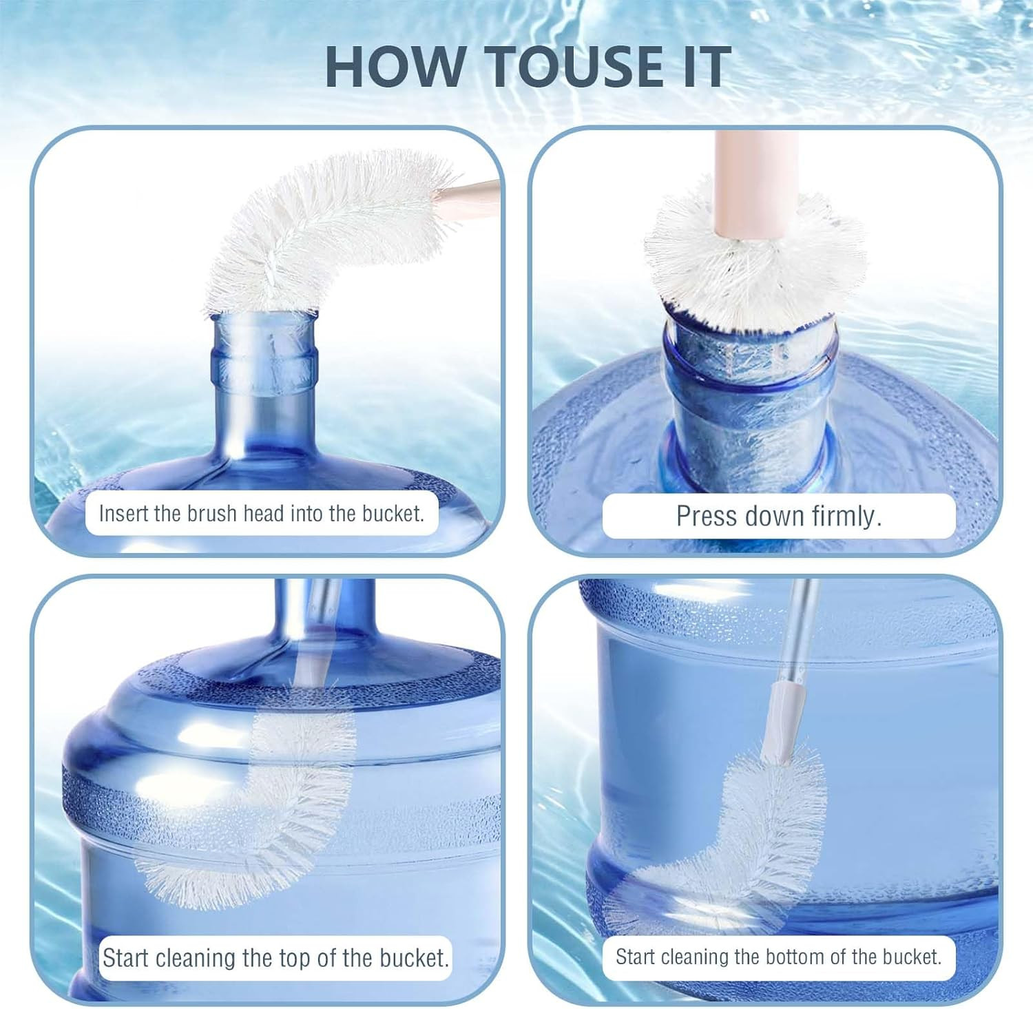 2 Pack 28″ Long Bottle Brush, 3 & 5 Gallon Bottle Cleaner Brush, Nylon Bristles