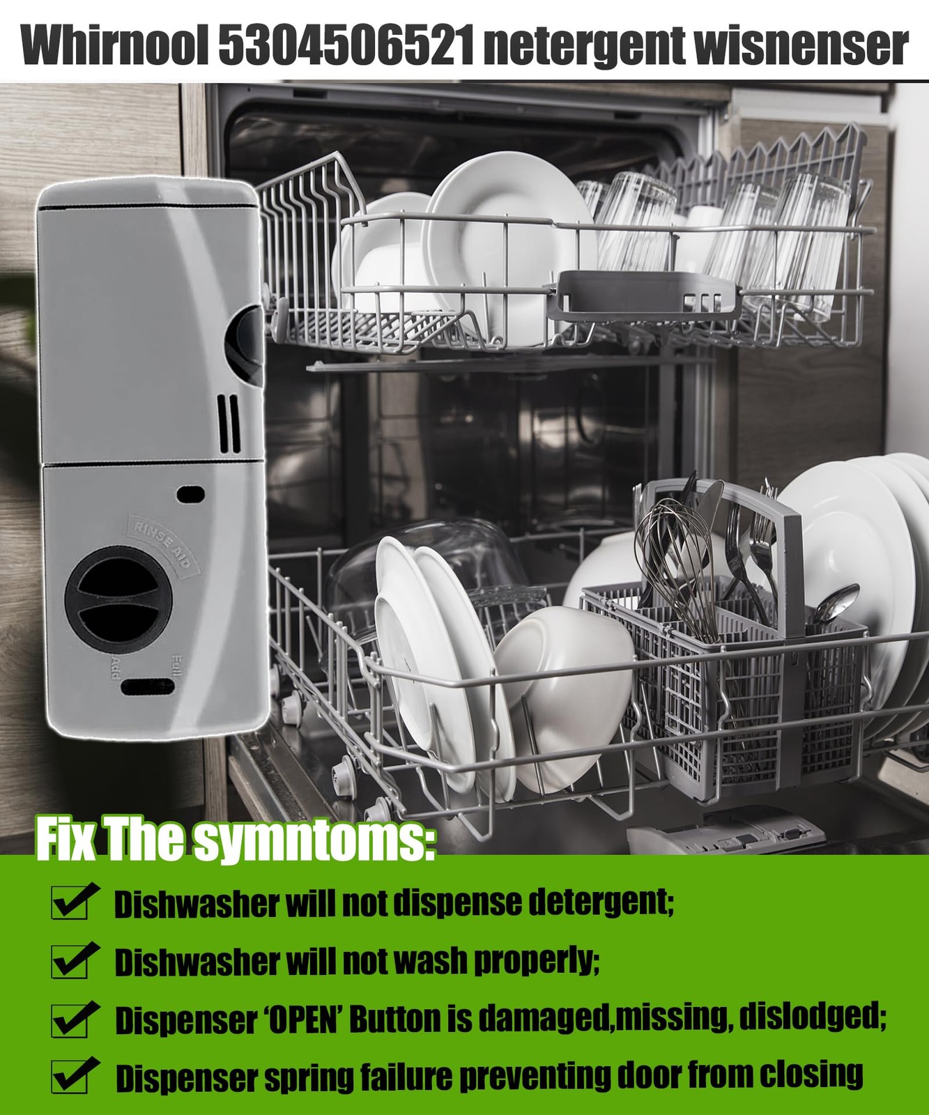 5304506521 Dishwasher RinseAid soap Dispenser Parts,Replacement for Frigidair…
