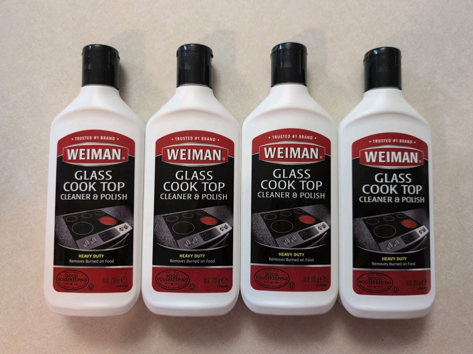 LOT OF 4 Weiman Glass Cooktop Heavy Duty Cleaner & Polish – 10 oz. Each Bottle