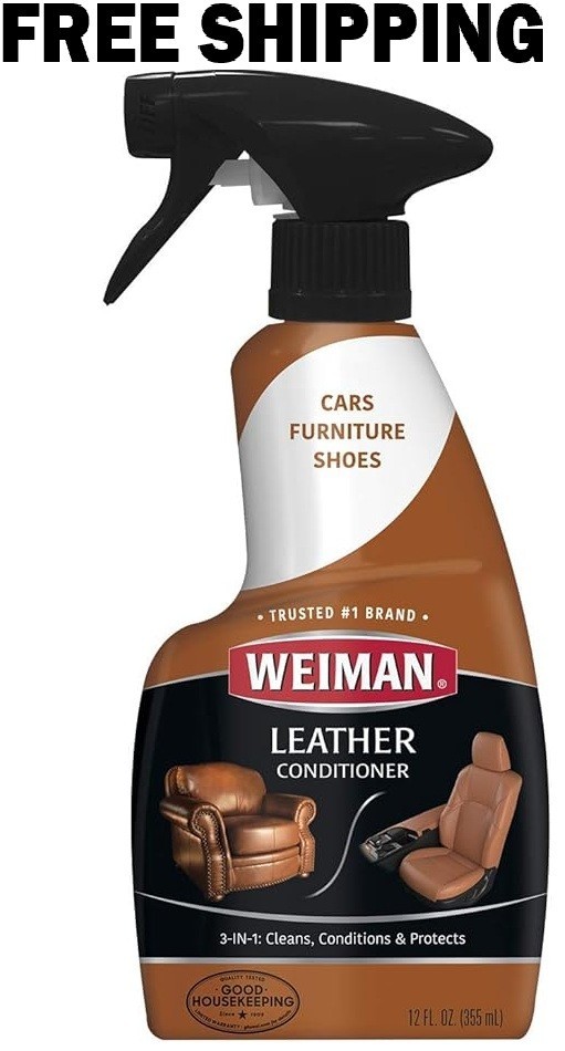 Weiman Leather Cleaner & Conditioner for Furniture Car Seats Shoes Purses 12oz