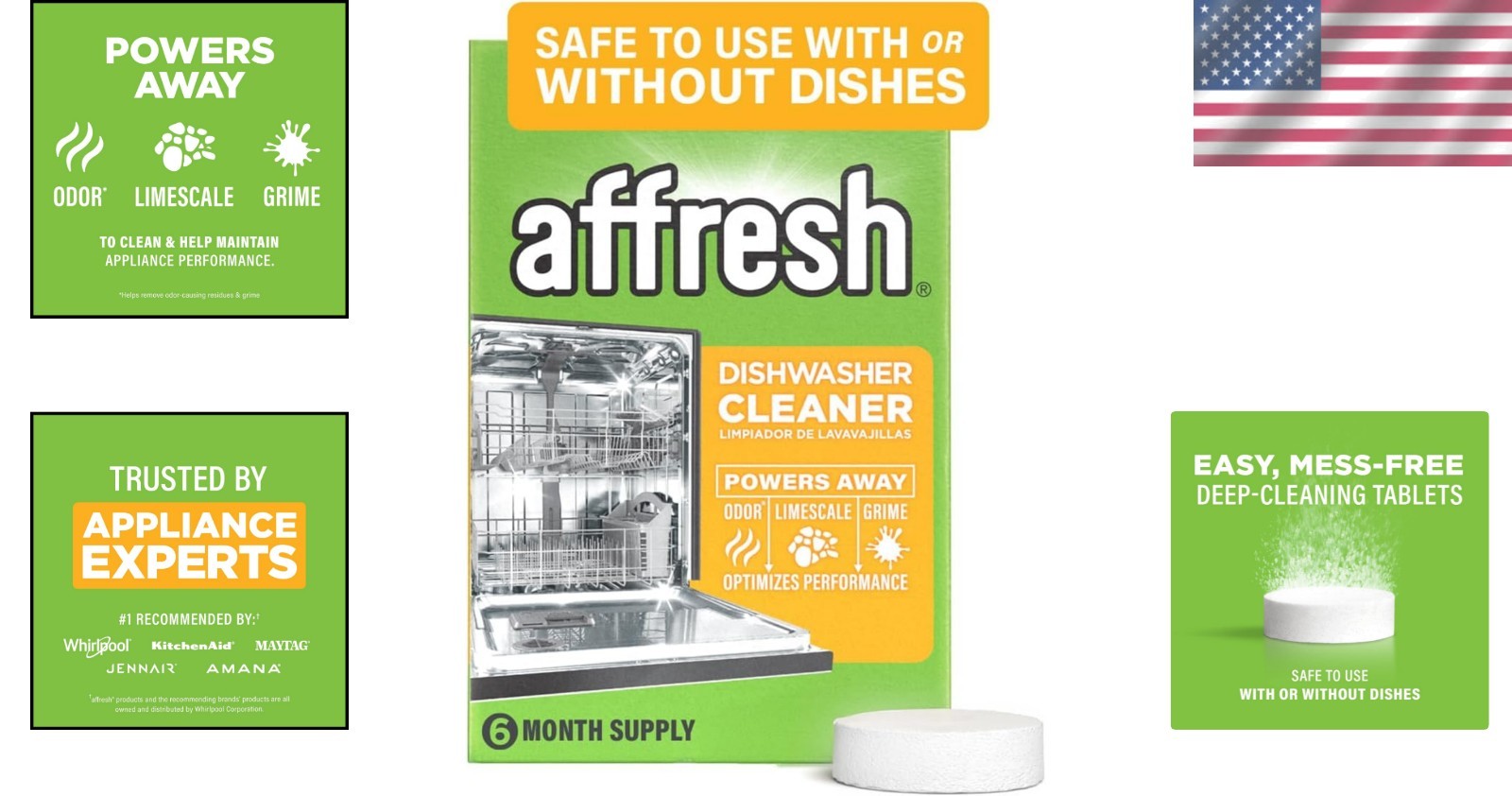 Septic Safe Dishwasher Cleaner Tablets – 6 Supply, Powerful Odor Control