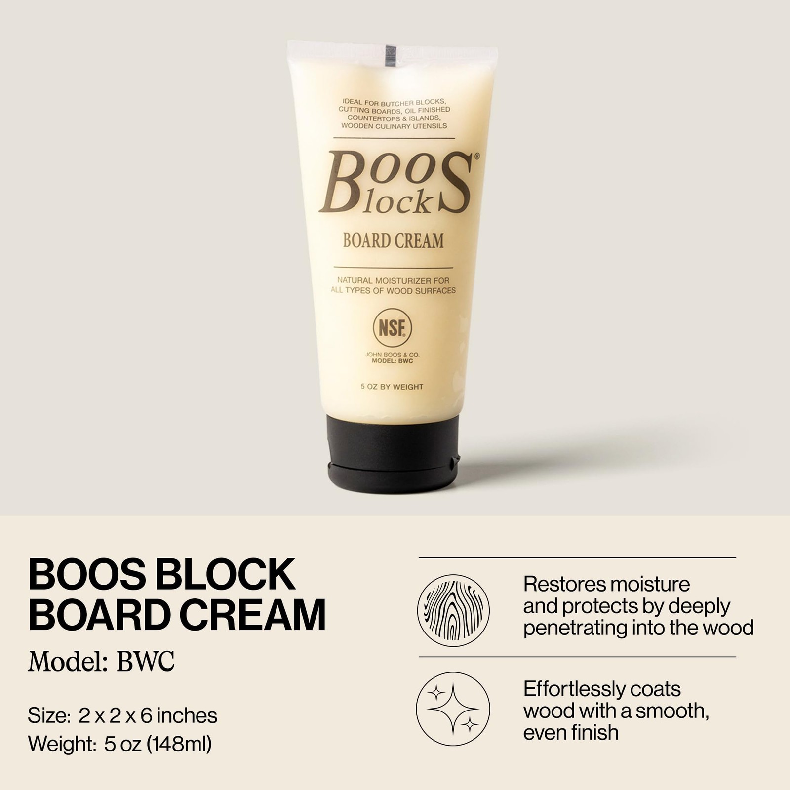 John Boos Block All-Natural Board Cream for Butcher Blocks and Cutting Boards…