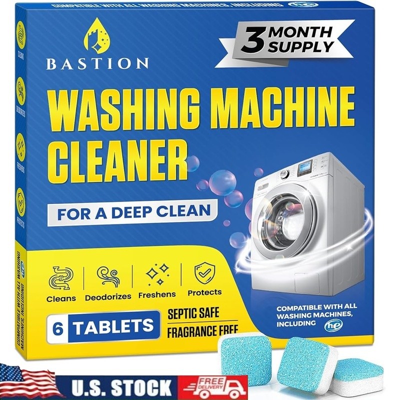 Washing Machine Cleaner Tablets Odor Elimination Eco Friendly 6 Pack Supply New