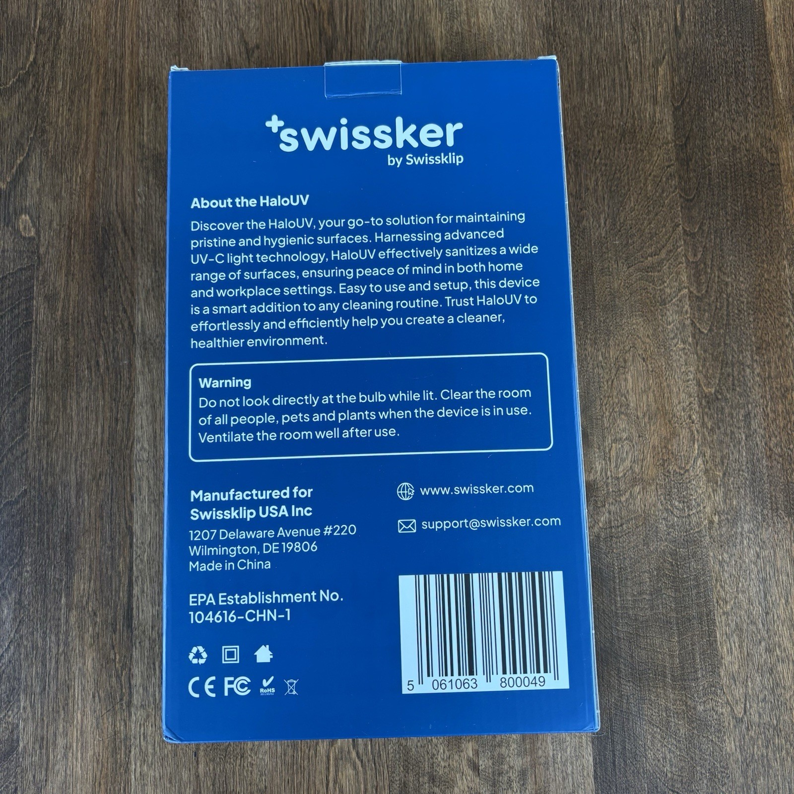 Swissker By Swissklip HaloUV UV-C Light Home Disinfection + Remote Open Box NEW