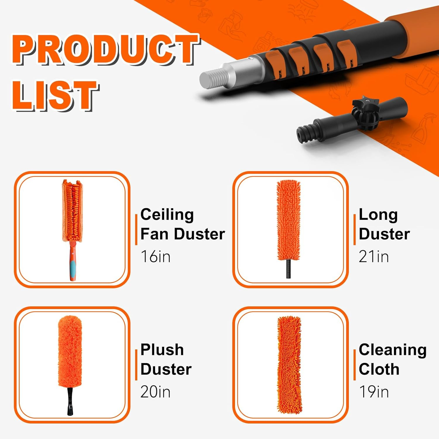 SISIUPASSIE 36FT Reach Ceiling Fan Cleaner Duster, Ceiling Fan Blade Cleaner wit