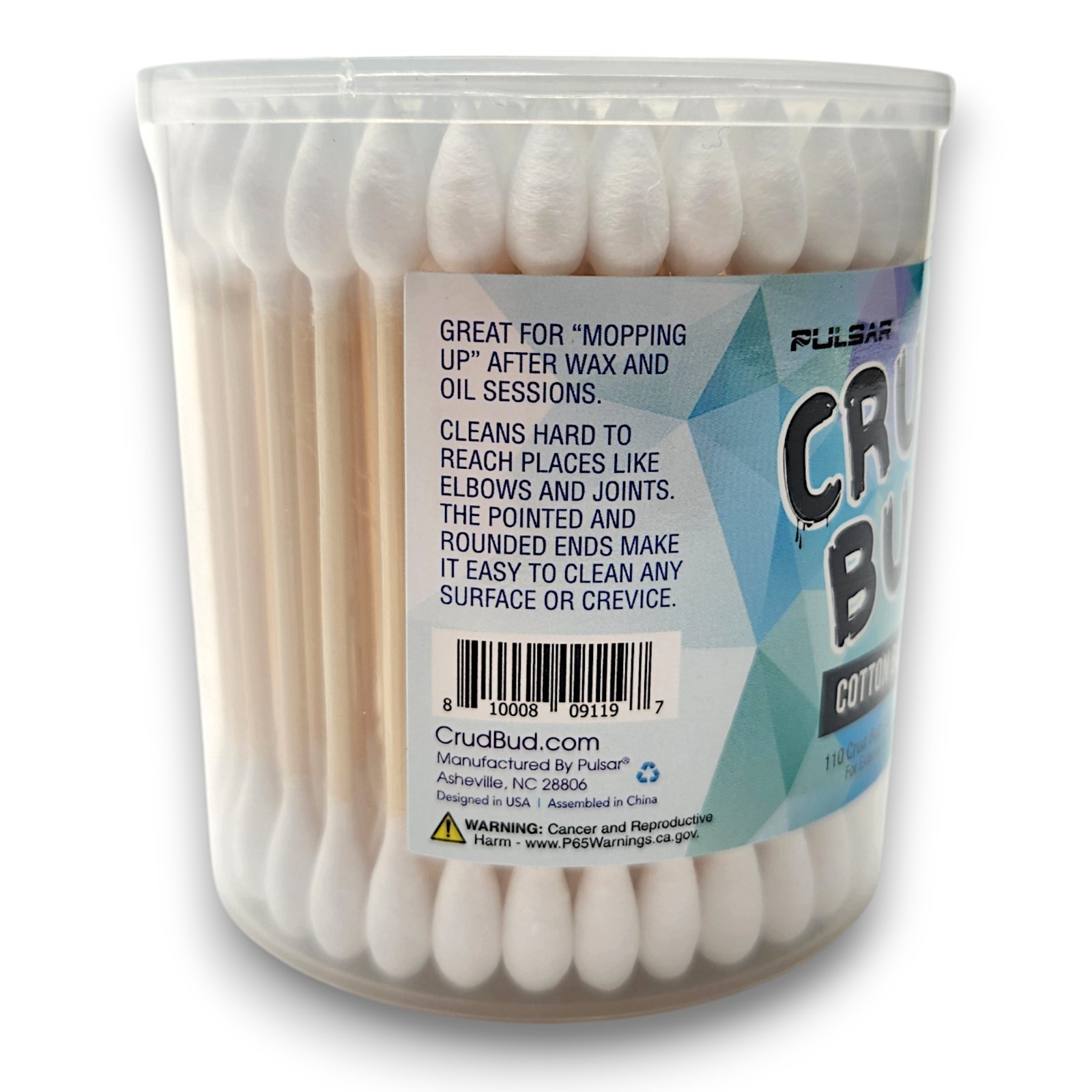 PULSAR Crud Buds Premium Cotton Swabs 110ct | Quality Bong Water Pipe Cleaning