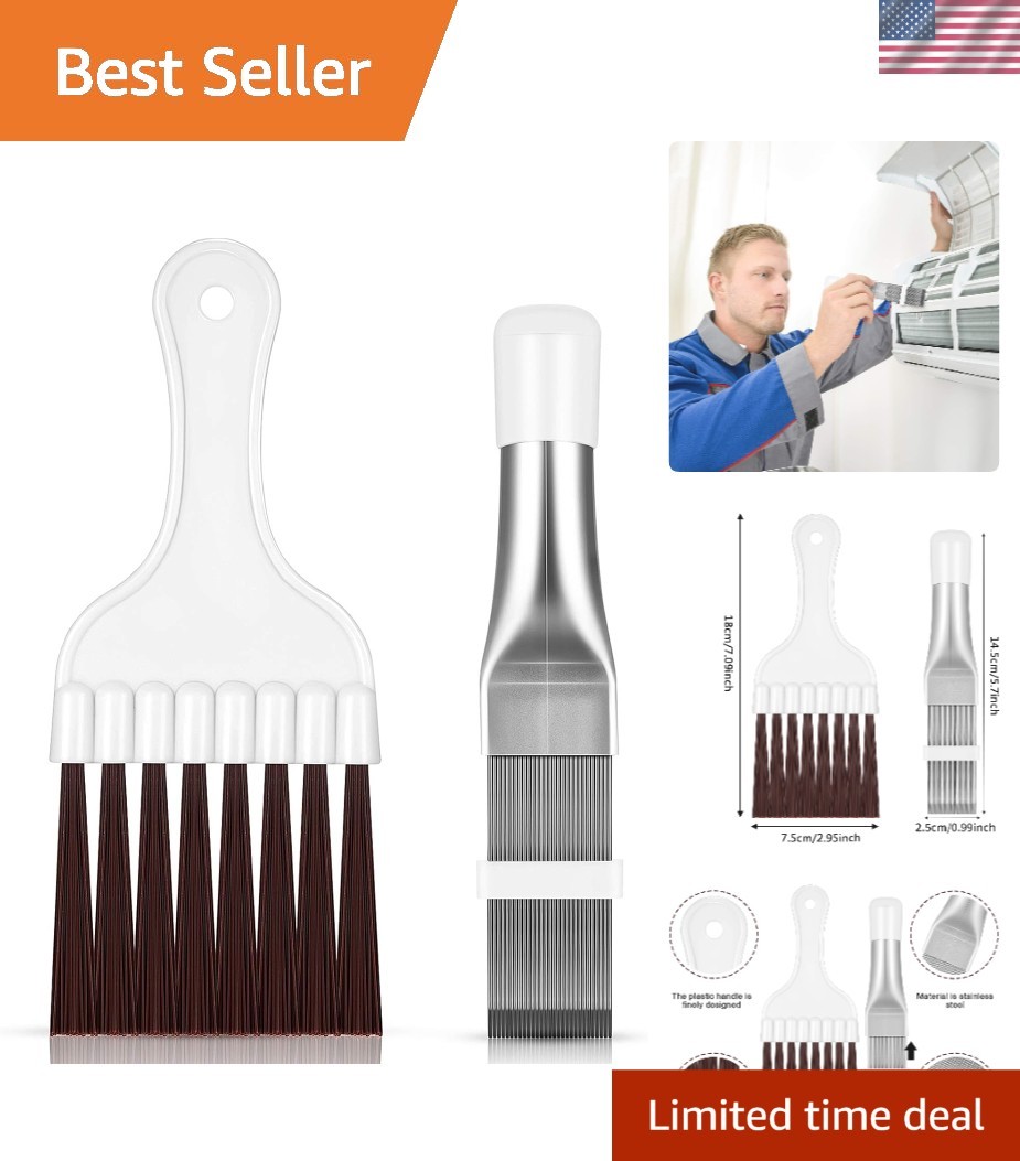2-Piece Coil Cleaning Brush Set for Air Conditioner & Refrigerator