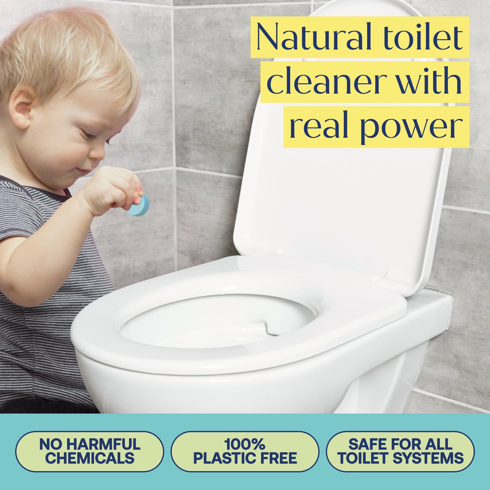Toilet Bowl Cleaner Tablets, Powerful Stain Removal, No Harsh Chemicals, Plas…