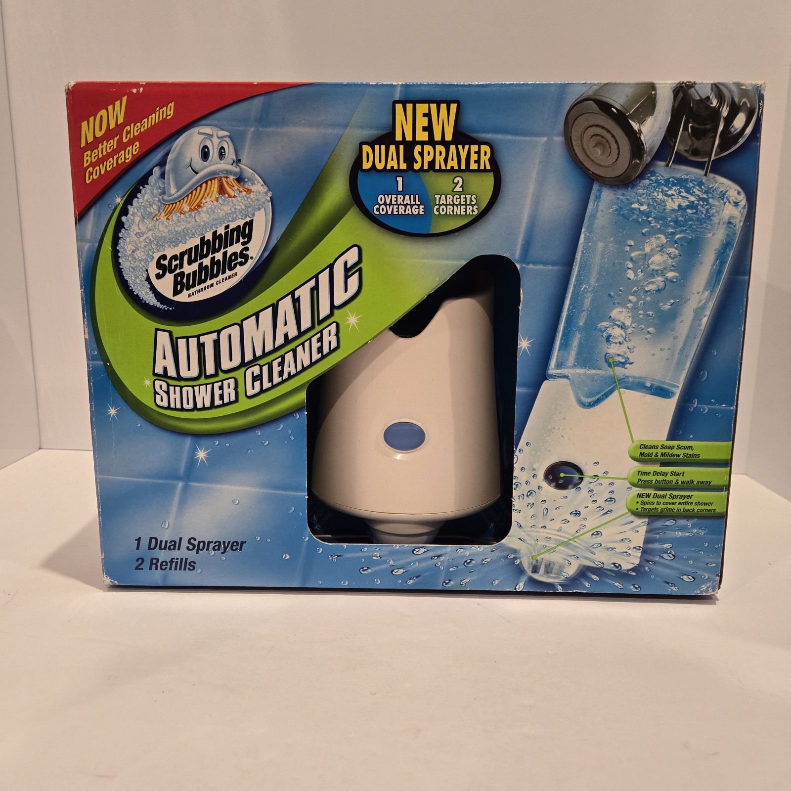 Scrubbing Bubbles Automatic Shower Cleaner 1 Dual Spray 2 Refills NEW